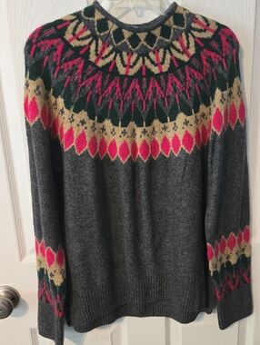 Womens CeCe Crewneck Sweater with Pink & Green Accents